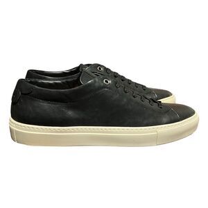 Good Man Brand Mens 11.5 Black Edge Lo-Top Sneaker Tumbled Vachetta Leather Ital